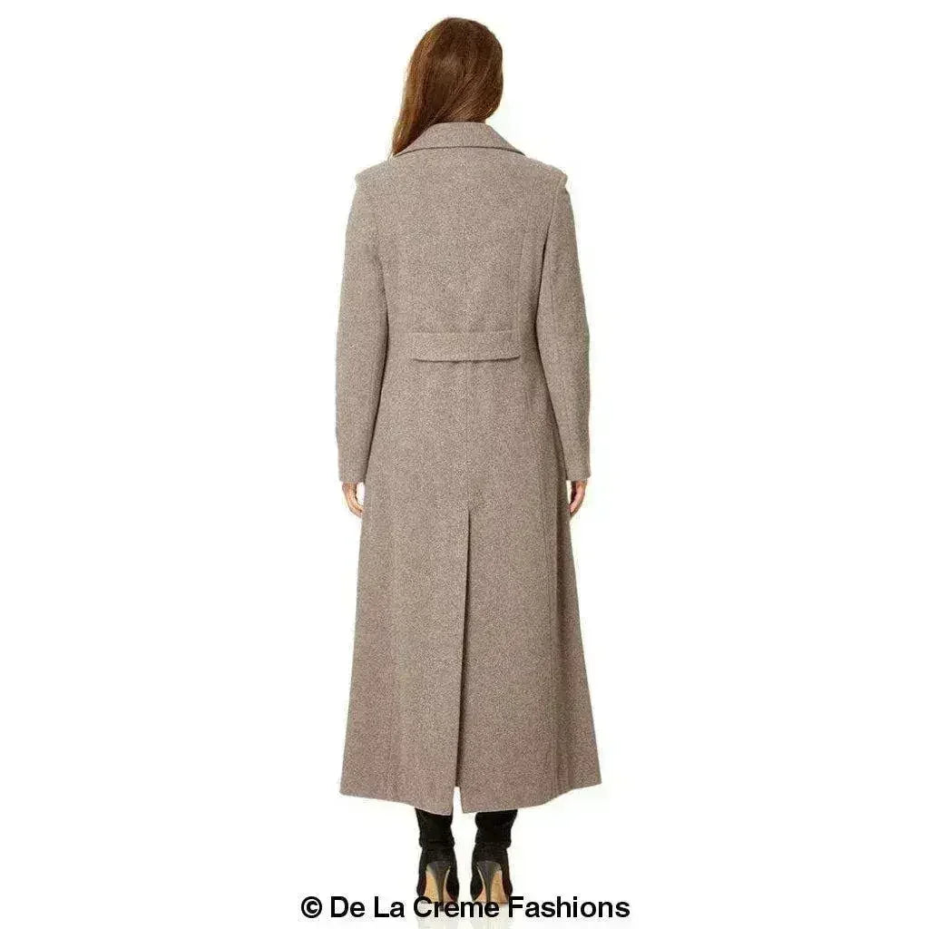 Wool Blend Double Breasted Long Coat - Femstylo
