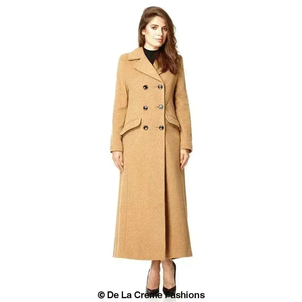 Wool Blend Double Breasted Long Coat - Femstylo