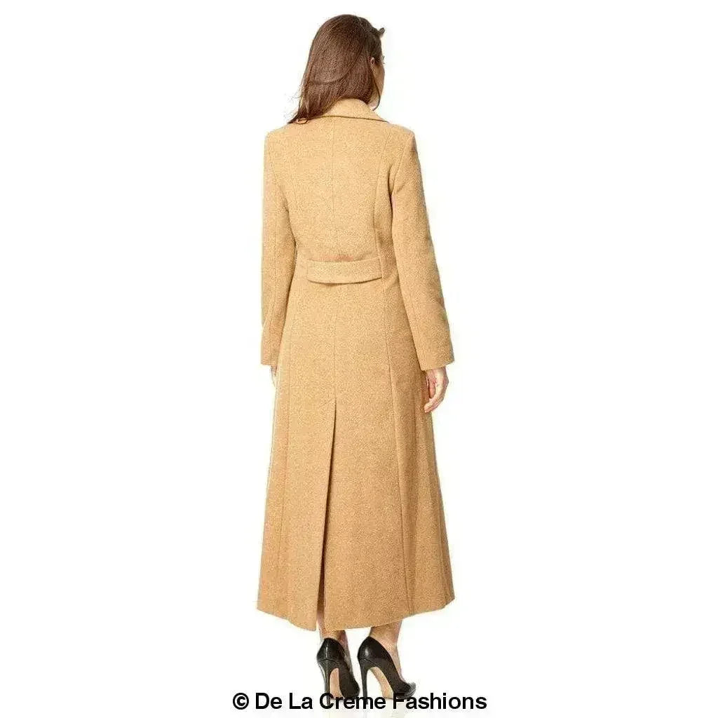 Wool Blend Double Breasted Long Coat - Femstylo