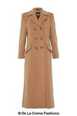 Wool Blend Double Breasted Long Coat - Femstylo