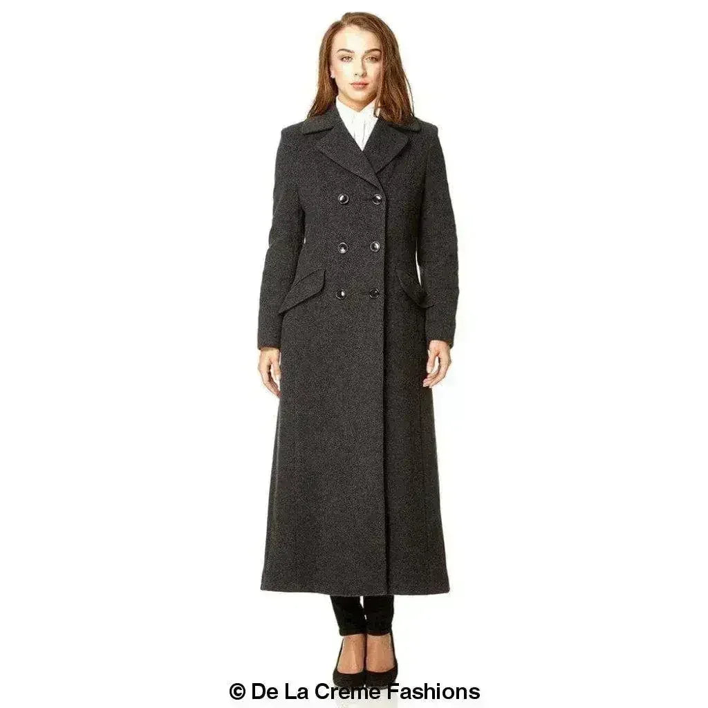 Wool Blend Double Breasted Long Coat - Femstylo