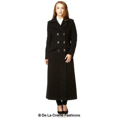Wool Blend Double Breasted Long Coat - Femstylo
