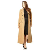 Wool Blend Double Breasted Long Coat - Femstylo