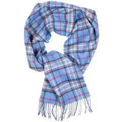 Alpaca wool blue checkered scarf - Femstylo