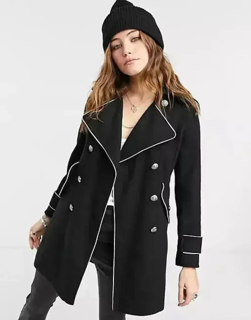 Military Coat with Contrast Buttons (C10215) - Femstylo