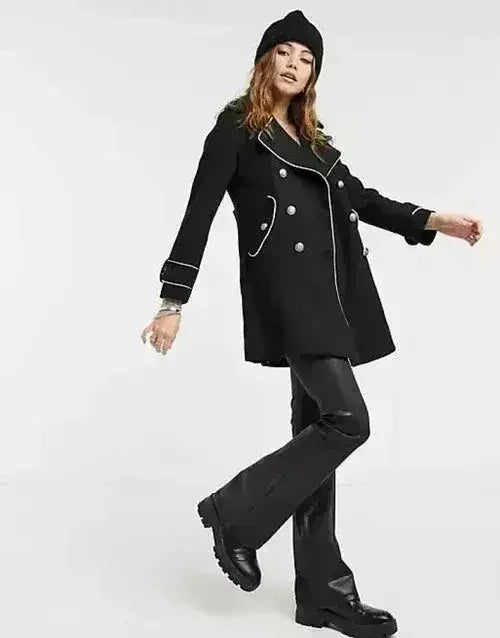 Military Coat with Contrast Buttons (C10215) - Femstylo