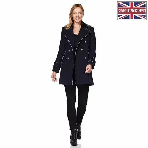 Military Coat with Contrast Buttons (C10215) - Femstylo