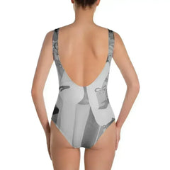 Palm Beach Blue One-Piece Swimsuit Black and White - Femstylo
