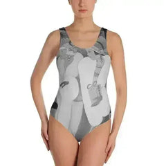Palm Beach Blue One-Piece Swimsuit Black and White - Femstylo