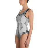 Palm Beach Blue One-Piece Swimsuit Black and White - Femstylo