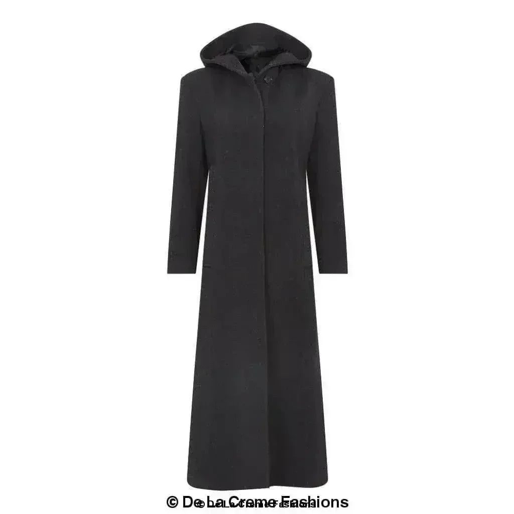 Oversized Wool Blend Hooded Long Coat (1716) - Femstylo