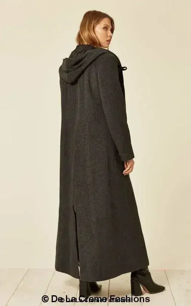 Oversized Wool Blend Hooded Long Coat (1716) - Femstylo