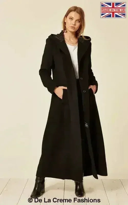 Oversized Wool Blend Hooded Long Coat (1716) - Femstylo