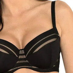 Full Figure Padded Striped Bra Gorteks Luna Black - Femstylo