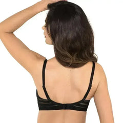 Full Figure Padded Striped Bra Gorteks Luna Black - Femstylo