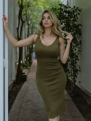 Uptown Knit Midi Dress - Femstylo