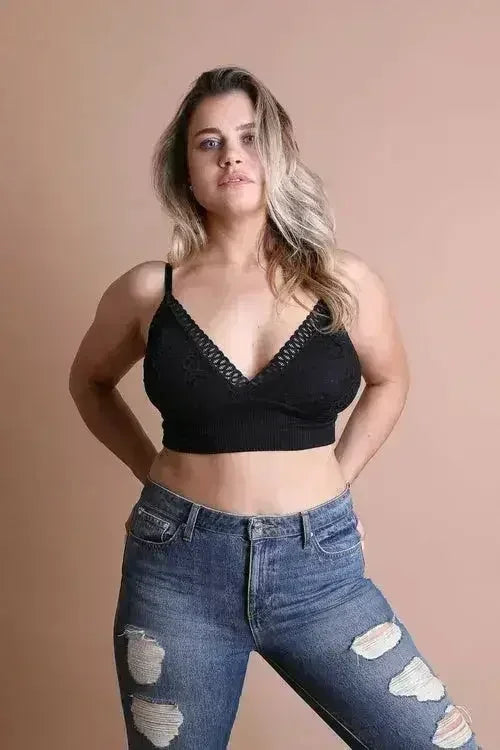 Plus Size Lace Brami – Stretchy Waistband, Elegant & Sexy - Femstylo