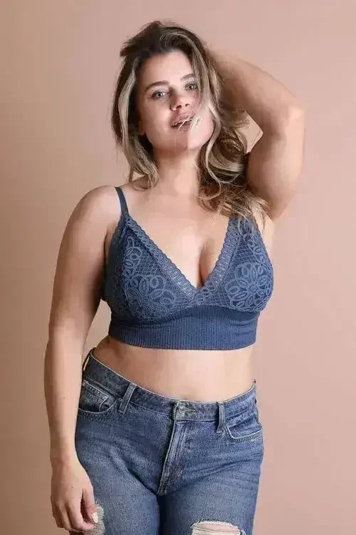 Plus Size Lace Brami – Stretchy Waistband, Elegant & Sexy - Femstylo
