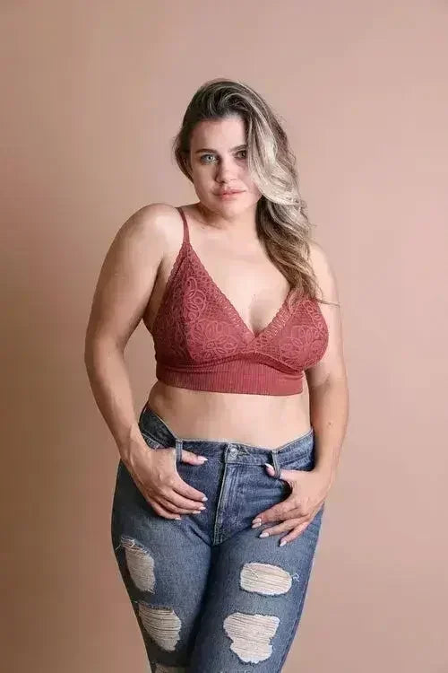 Plus Size Lace Brami – Stretchy Waistband, Elegant & Sexy - Femstylo