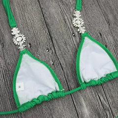 Jeweled Bikini Crochet Jewelry Bikini Set two pieces Swimsuit Crystal - Femstylo