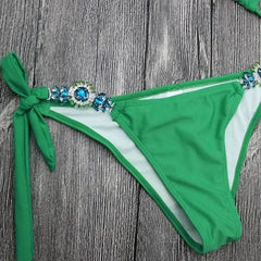 Jeweled Bikini Crochet Jewelry Bikini Set two pieces Swimsuit Crystal - Femstylo