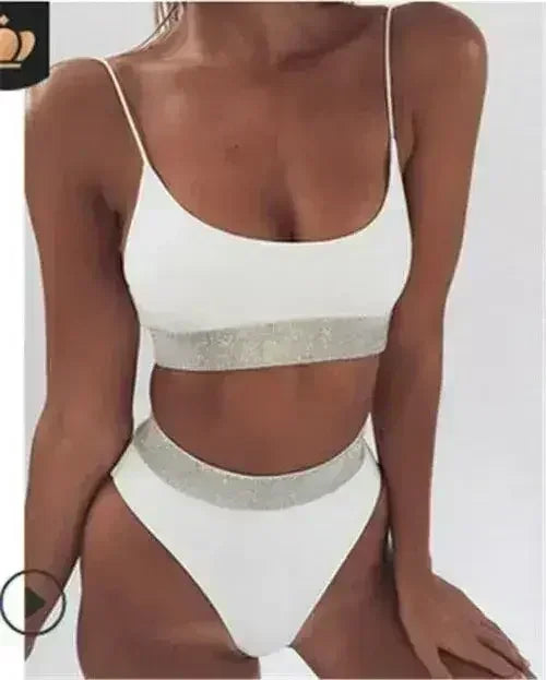 Two-Pieces Sexy Women Sequined Crystal Bikini Set Ladies Rhinestone - Femstylo