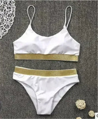 Two-Pieces Sexy Women Sequined Crystal Bikini Set Ladies Rhinestone - Femstylo