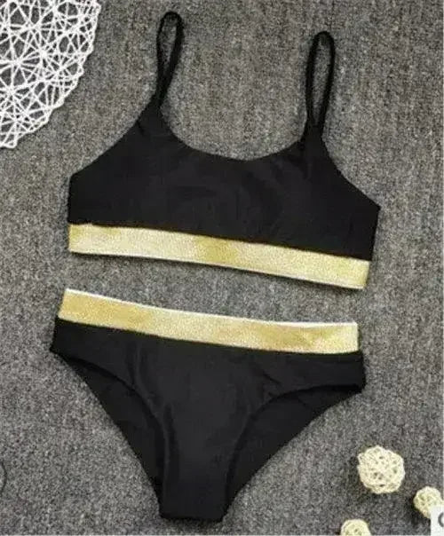 Two-Pieces Sexy Women Sequined Crystal Bikini Set Ladies Rhinestone - Femstylo