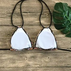 Two Piece Bikini Push Up Geometric Print Lace-up Thong Biikini Swim - Femstylo