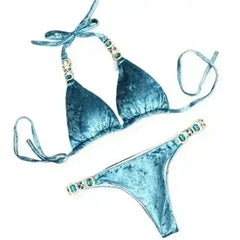 Sexy Summer Womens Bandage Bikini Sets Velvet Swimsuits Swimwear Push - Femstylo