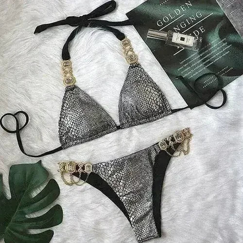Bikini Jewelled Rhinestones Luxury Diamond Bikini Women Swimwear - Femstylo