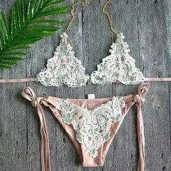Sexy Crochet Jewelry Bikini Set two pieces Swimsuit female Lace - Femstylo