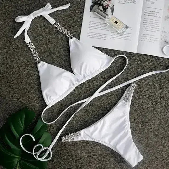 Sexy Crochet Jewelry Bikini Set two pieces Swimsuit female Lace - Femstylo