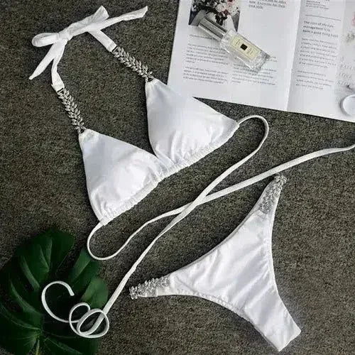 Sexy Crochet Jewelry Bikini Set two pieces Swimsuit female Lace - Femstylo
