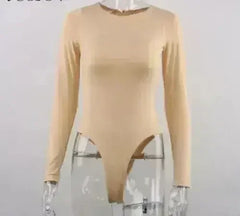 O Neck Long Sleeve Bodysuit - Femstylo