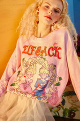 Harajuku Cartoon Jacquard Casual Pullover Knit Sweaters Women,Spring - Femstylo