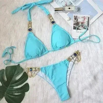 Bikini Jewelled Rhinestones Luxury Diamond Bikini Women Swimwear - Femstylo