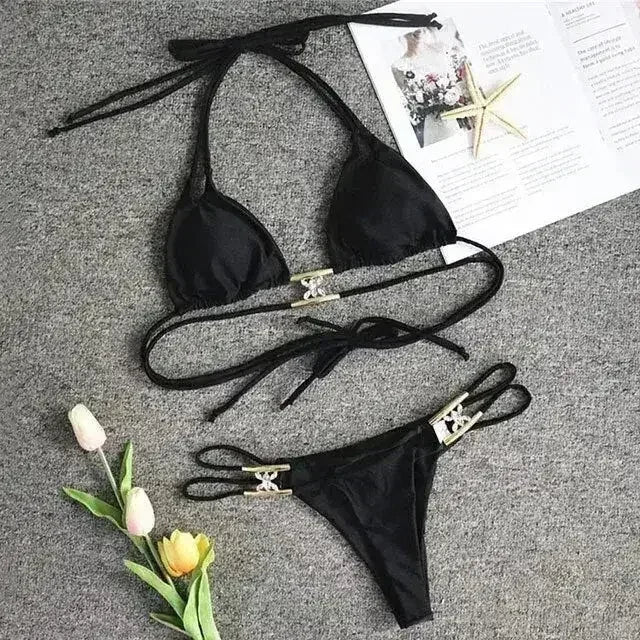 Bikini Jewelled Rhinestones Luxury Diamond Bikini Women Swimwear - Femstylo