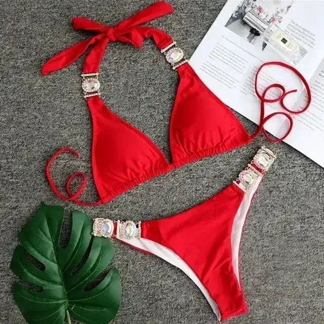 Bikini Jewelled Rhinestones Luxury Diamond Bikini Women Swimwear - Femstylo