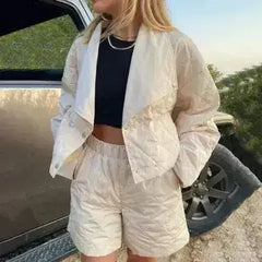 Quilted High Waist Shorts and Crop Jacket Suit top - Femstylo