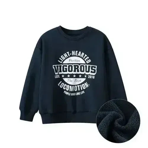 Arrival Fleece-lined Pullover Hoodie with Letter Design for Big Boys - Femstylo