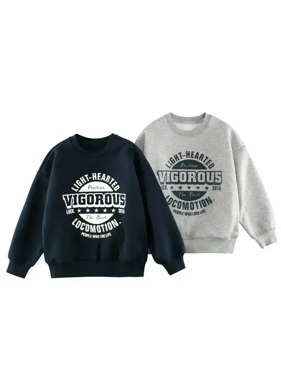 Arrival Fleece-lined Pullover Hoodie with Letter Design for Big Boys - Femstylo
