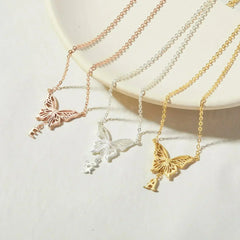 Custom Letter Necklace, Initial Jewelry, Initial Butterfly Necklace - Femstylo
