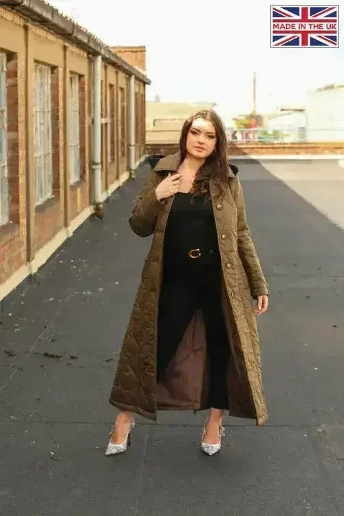 Quilted Single Breasted Longline Hooded Coat - Femstylo