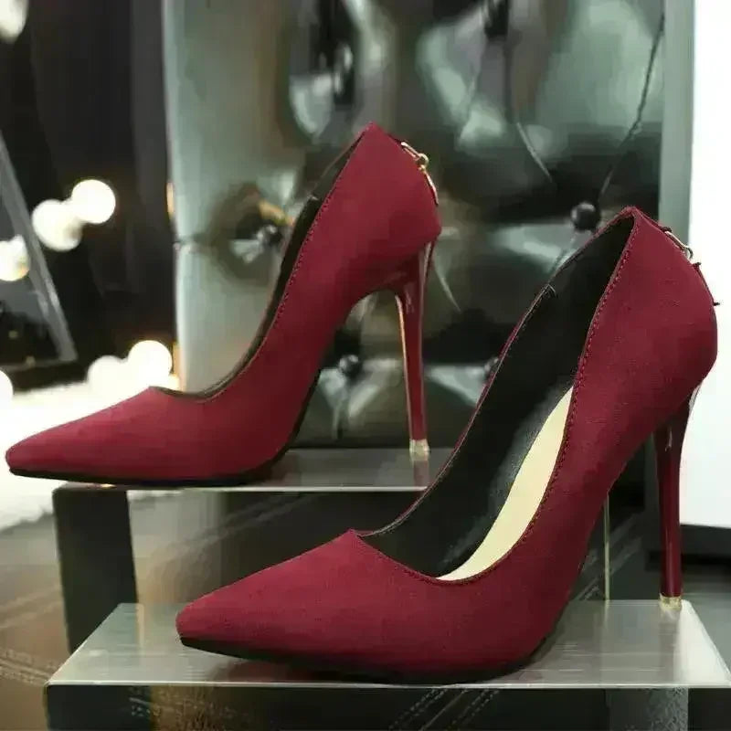 Multi color solid pumps women super high pumps suede stiletto fashion - Femstylo