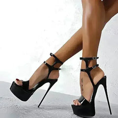 Size 34-45 Pu Leather High Heels Sandals 16cm Stripper Shoes Summer - Femstylo