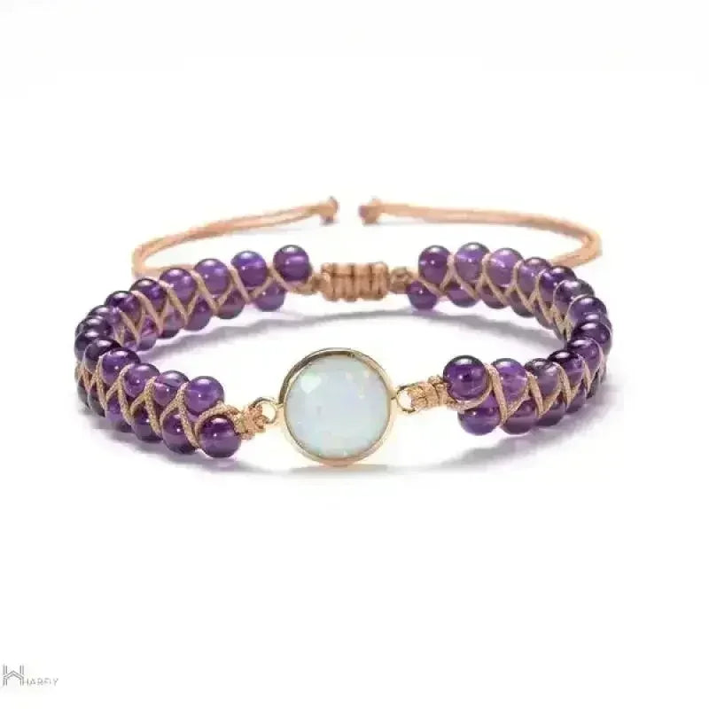 Radiant Amethyst Opal Charm Bracelet - Femstylo
