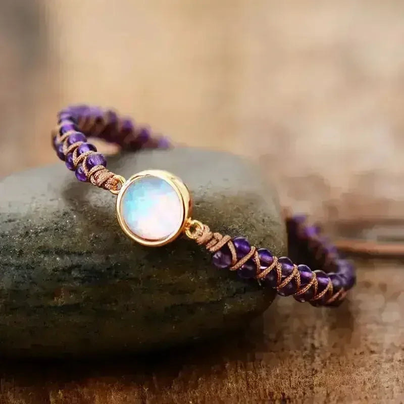 Radiant Amethyst Opal Charm Bracelet - Femstylo