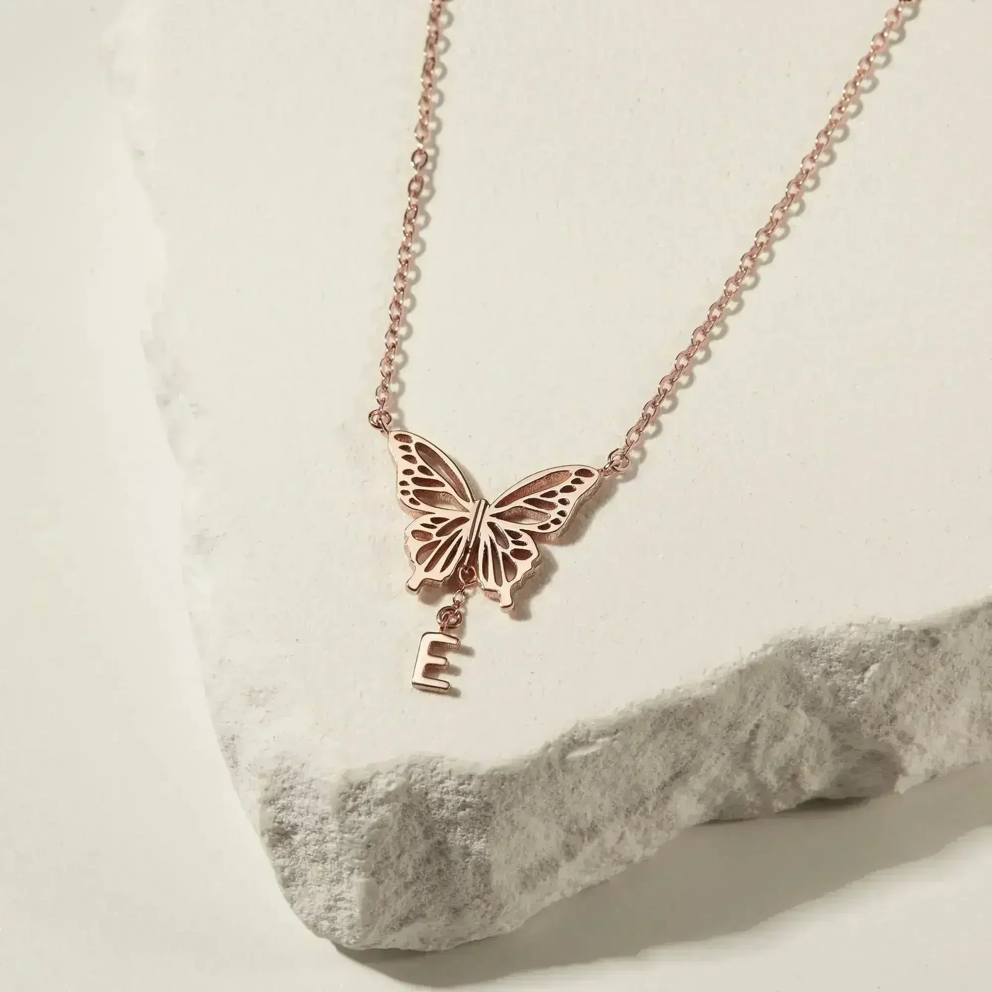 Custom Letter Necklace, Initial Jewelry, Initial Butterfly Necklace - Femstylo