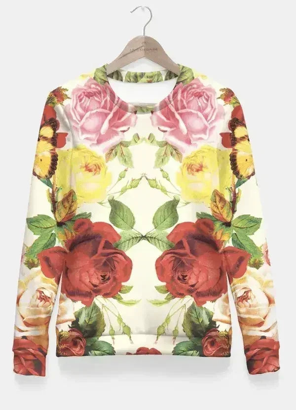 Vintage flowers illustration Fitted Waist Sweater - Femstylo